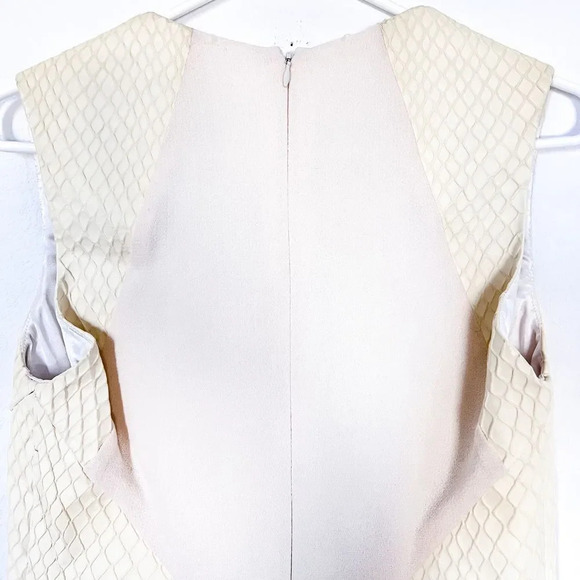 Cushnie Et Ochs‎ Fishnet Leather & Wool Crepe Paneled Dress Ivory Size 6 - Picture 7 of 10